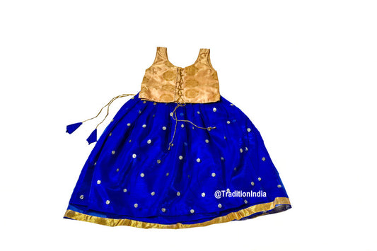 Readymade Royal Blue & Golden Girls Lehenga Choli Set, Indian Kids Dresses, Designer Lehenga Blouse, Girls Lehenga Choli, Kids Outfits, Baby Girls Lehenga