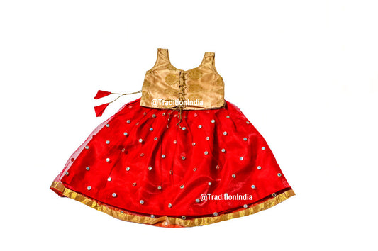 Designer Red & Golden Girls Lehenga Choli Set, Indian Kids Dresses, Designer Lehenga Blouse, Girls Lehenga Choli, Kids Outfits, Baby Girls Lehenga