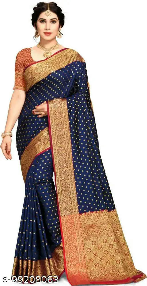 Blue Banarasi Silk Saree, Party Wear Saree, Fancy Sari, Art Silk Saree Traditional Saree