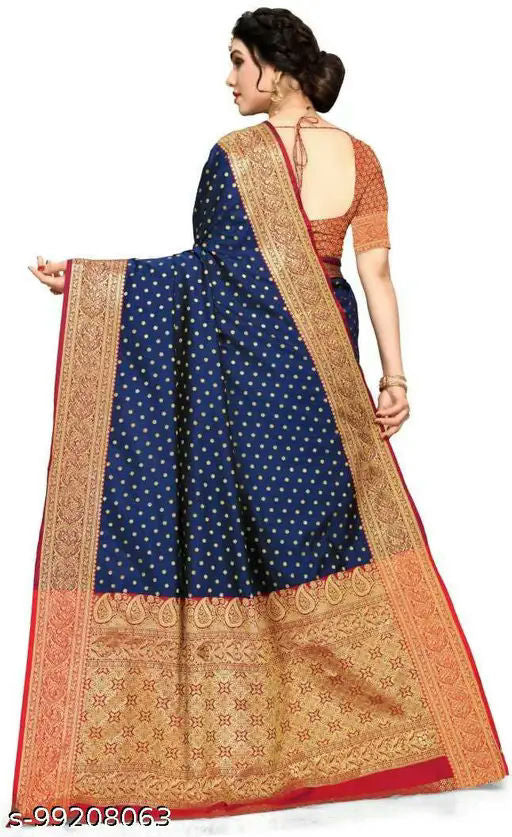 Blue Banarasi Silk Saree, Party Wear Saree, Fancy Sari, Art Silk Saree Traditional Saree