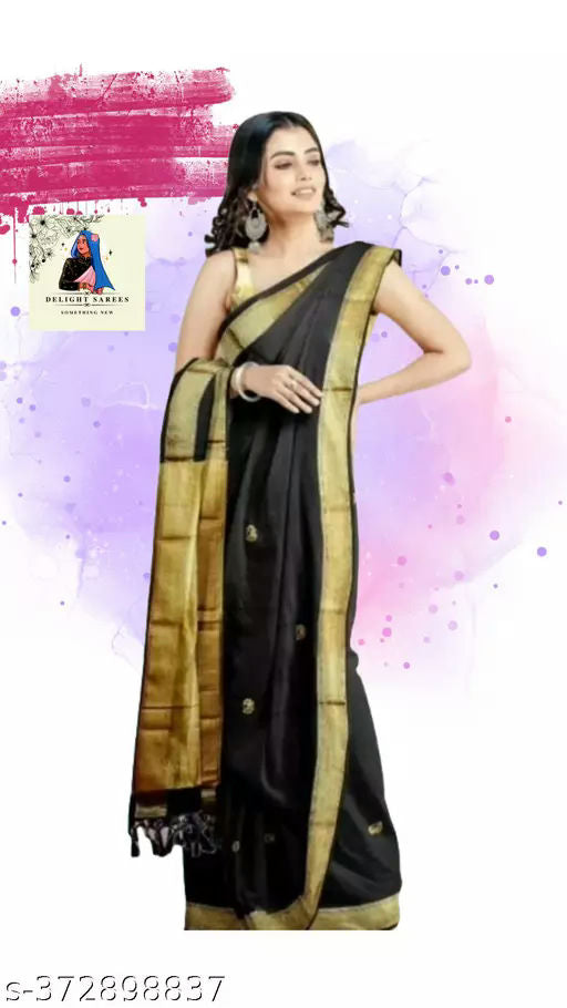 Black Paithani Silk Blend Saree, Fancy Sari , wedding Sari, Party Wear Sari, Designer Sari