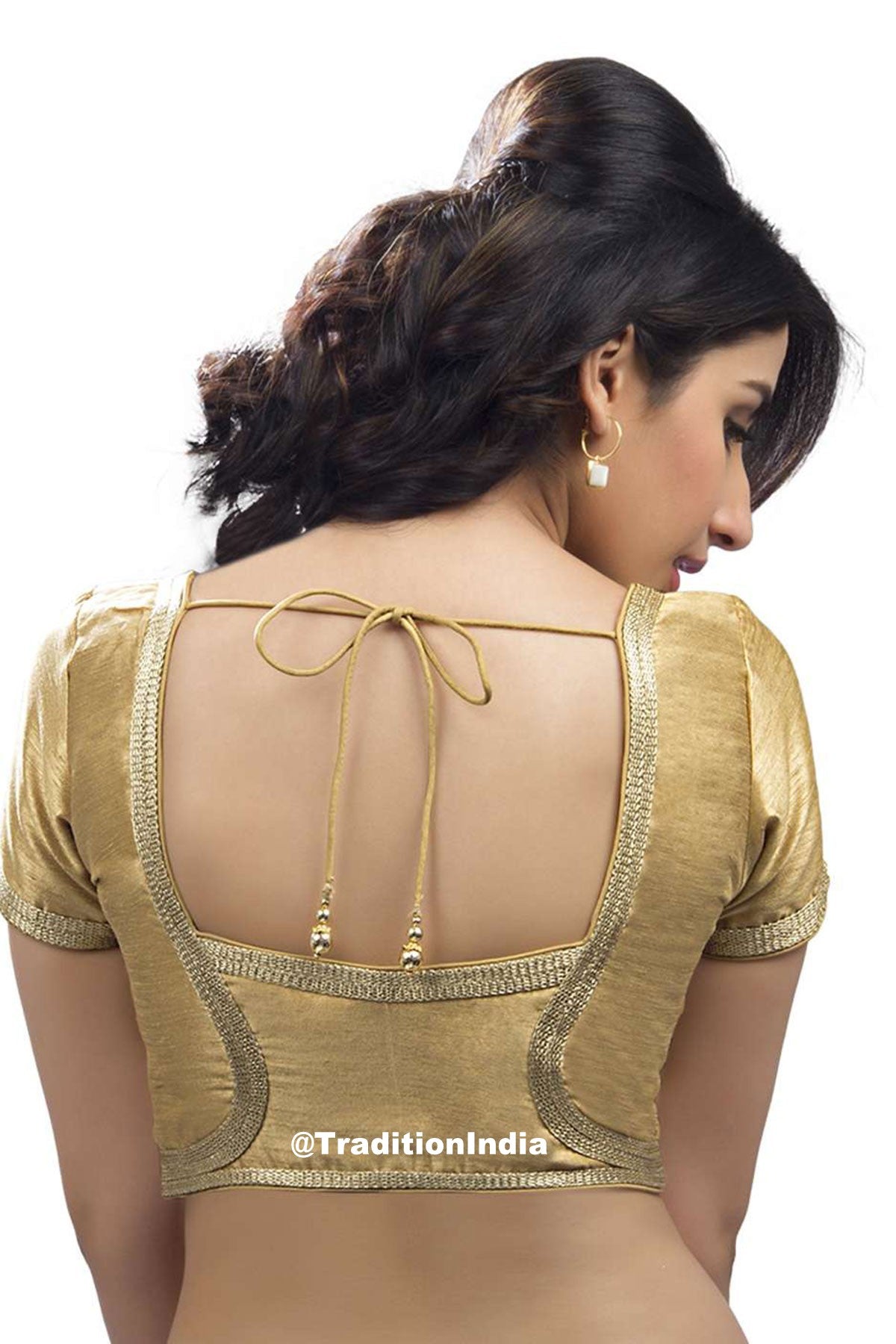 Designer Golden Saree Blouse, Dupion Silk Short Sleeves Saree Blouse, Indian Saree Blouse, Ready To Wear Blouse, Indian Saree Blouse, Sari Blouse, Traditional Blouse