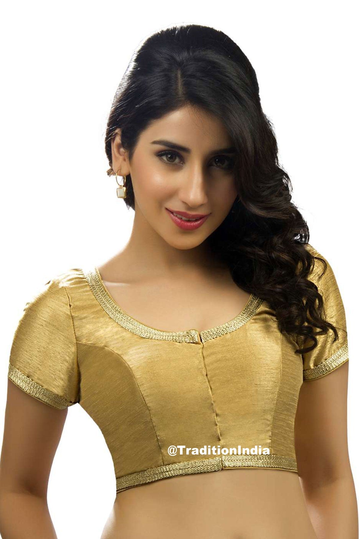 Designer Golden Saree Blouse, Dupion Silk Short Sleeves Saree Blouse, Indian Saree Blouse, Ready To Wear Blouse, Indian Saree Blouse, Sari Blouse, Traditional Blouse