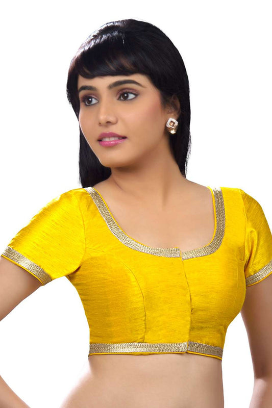 Designer Saree Blouse, Yellow Dupion Silk Short Sleeves Saree Blouse, Indian Saree Blouse, Ready To Wear Blouse, Indian Saree Blouse, Sari Blouse, Traditional Blouse