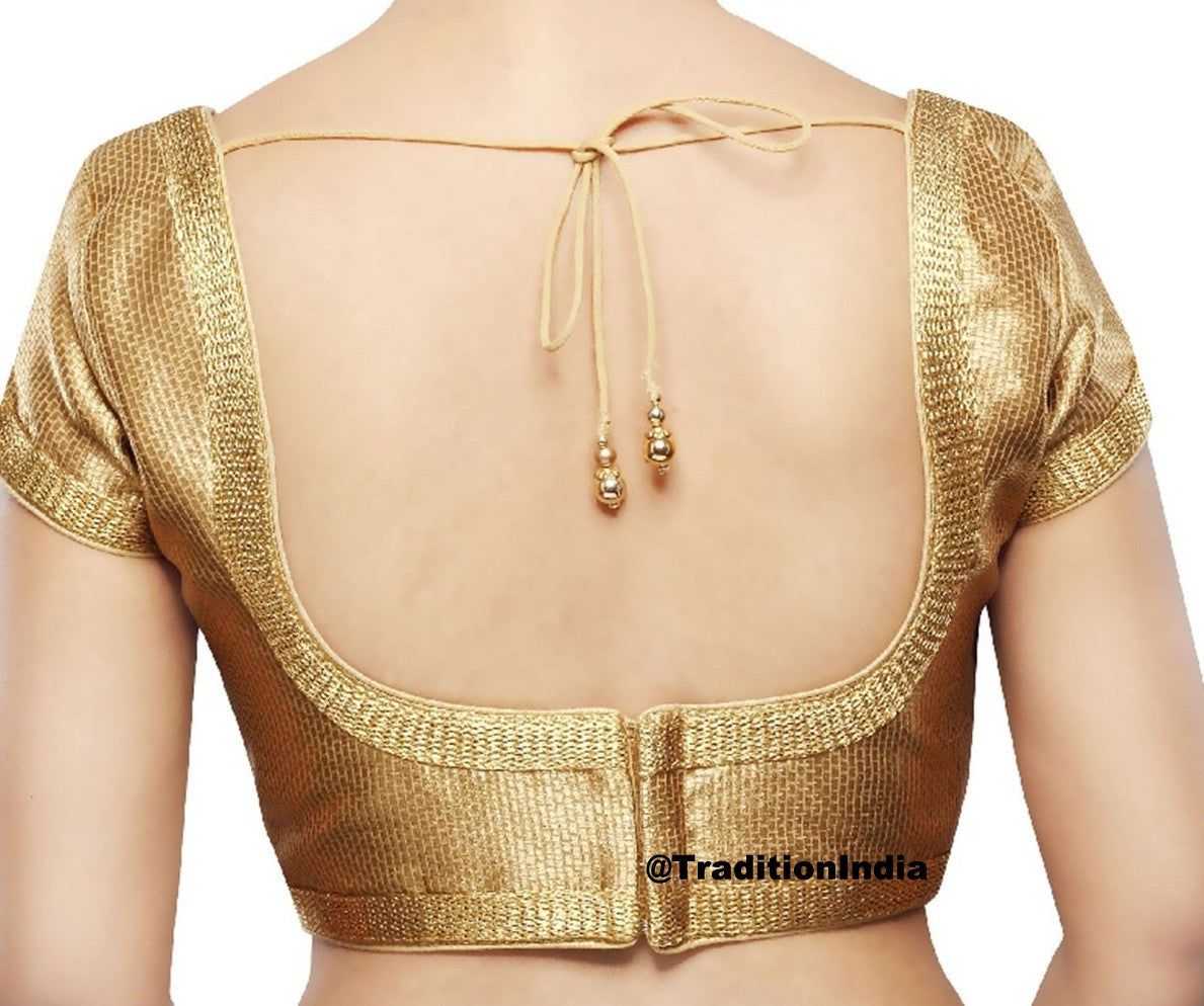 Indian Blouse, Ready To Wear Golden Blouse, Indian Saree Blouse, Readymade Sari Blouse, Saree Blouse