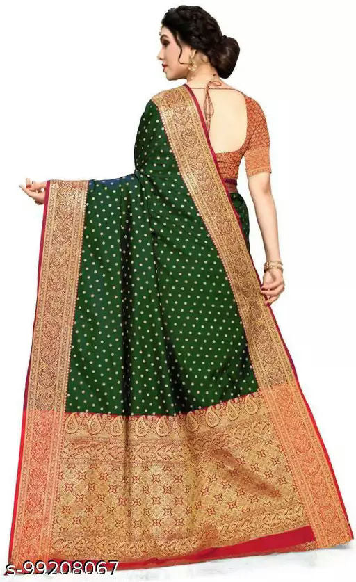 Green Banarasi Silk Saree, Traditional Saree, Party Wear Saree, Fancy Sari, Art Silk Saree
