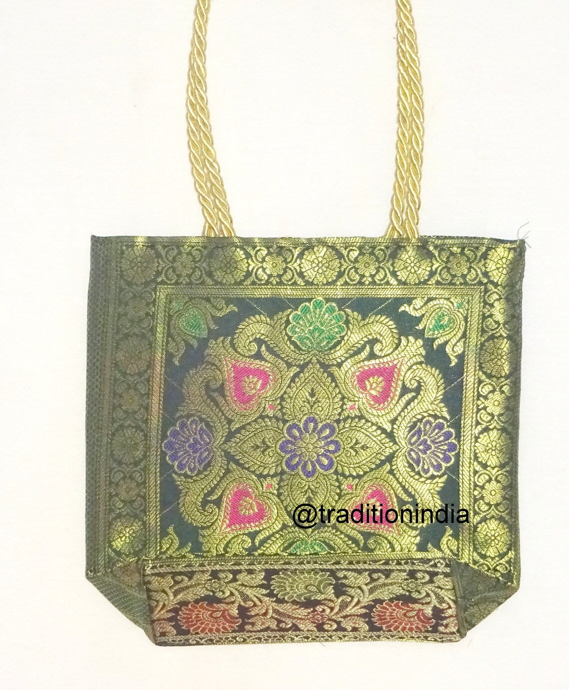 Indian Handmade Purse, Women's Banarasi Silk Bag , Girl's Shoulder Bag, Banarasi Brocade Bag, Return Gift Item, Wedding Bag, Shagun Bag