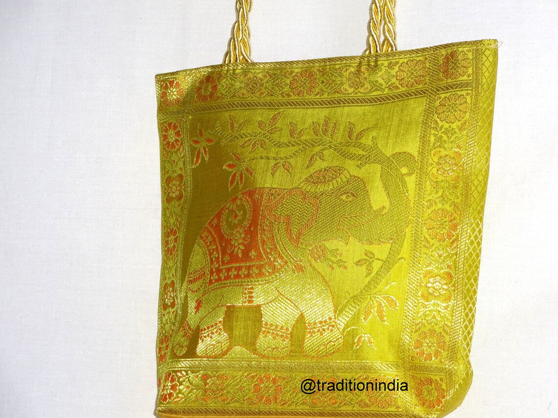 Indian Handmade Purse, Women's Banarasi Silk Bag , Girl's Shoulder Bag, Banarasi Brocade Bag, Return Gift Item, Wedding Bag, Shagun Bag