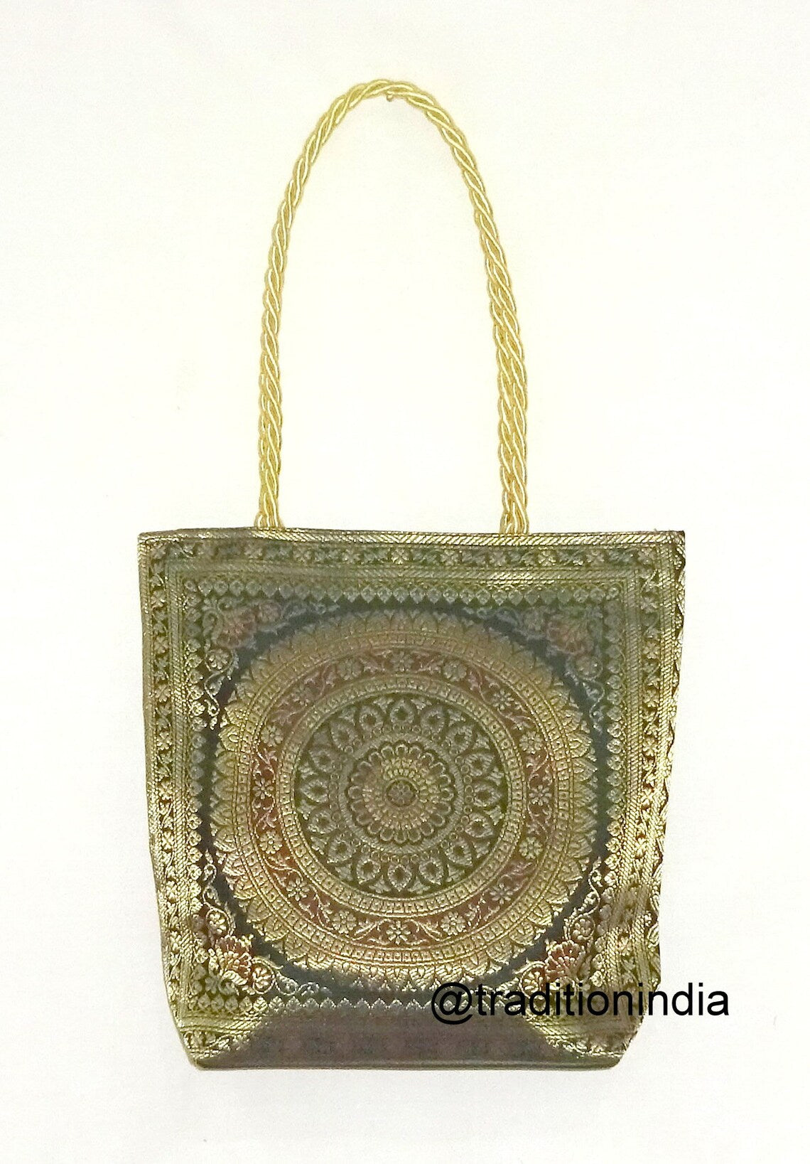 Indian Handmade Purse, Women's Banarasi Silk Bag , Girl's Shoulder Bag, Banarasi Brocade Bag, Return Gift Item, Wedding Bag, Shagun Bag