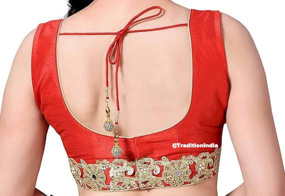 Red Sleeveless Saree Blouse, Ready To Wear Blouse, Indian Saree Blouse, Readymade Sari Blouse, Saree Blouse