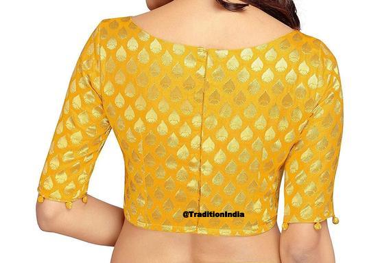 Designer Yellow Saree Blouse, Indian Saree Blouse, Ready To Wear Blouse, Indian Saree Blouse, Readymade Sari Blouse, Saree Blouse