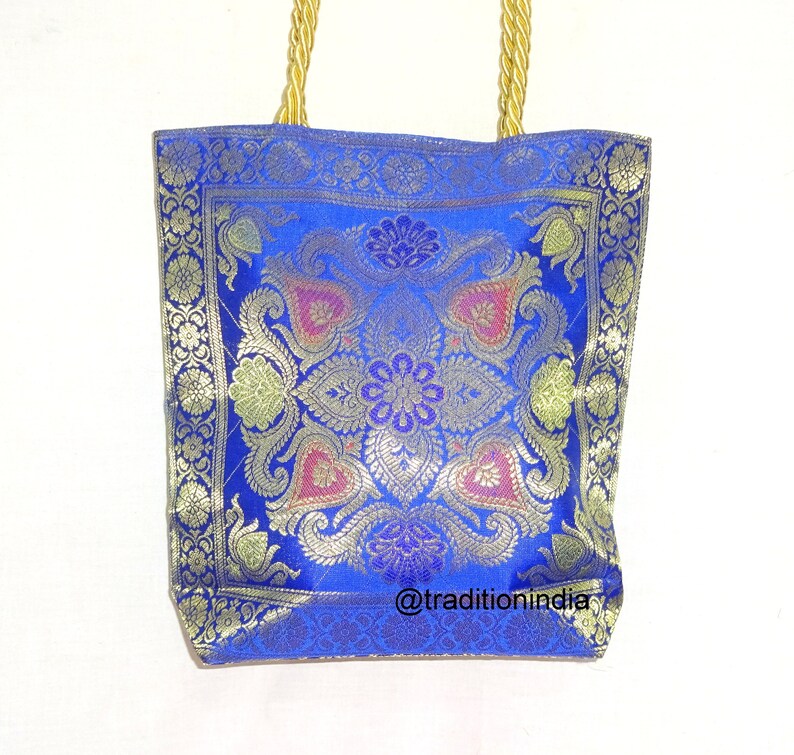 Indian Handmade Purse, Women's Banarasi Silk Bag , Girl's Shoulder Bag, Banarasi Brocade Bag, Return Gift Item, Wedding Bag, Shagun Bag