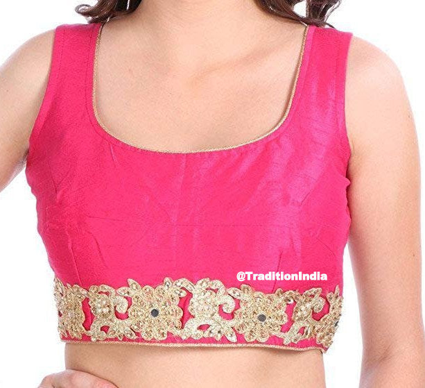 Indian Saree Blouse, Hot Pink Sleeveless Saree Blouse, Ready To Wear Blouse, Readymade Sari Blouse, Saree Blouse