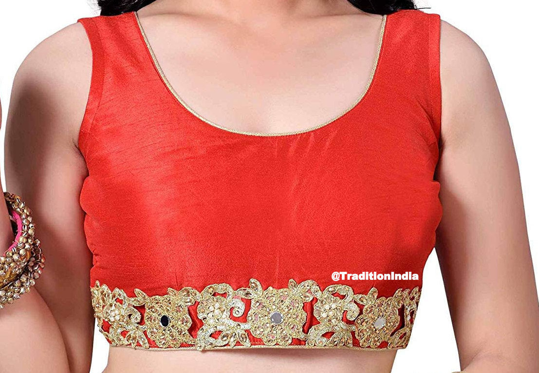 Red Sleeveless Saree Blouse, Ready To Wear Blouse, Indian Saree Blouse, Readymade Sari Blouse, Saree Blouse