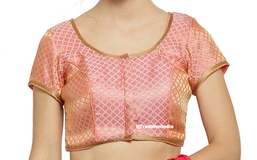 Indian Saree Blouse, Designer Baby Pink Saree Blouse, Ready To Wear Blouse, Indian Saree Blouse, Readymade Sari Blouse, Saree Blouse