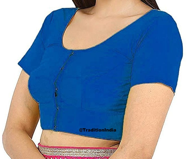 Blue Cotton Saree Blouse, Rubia Cotton Saree Blouse, Readymade Saree Blouse, Designer Sari Blouse, Saree Blouse Traditional Indian Saree Blouse, Indian Blouse