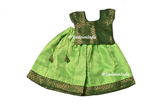 Girls Lehenga Choli, Light Green & Dark Green Lehenga Choli, Kids Lehenga Blouse,  Indian Kids Dresses, Kids Outfits, Baby Girls Lehenga