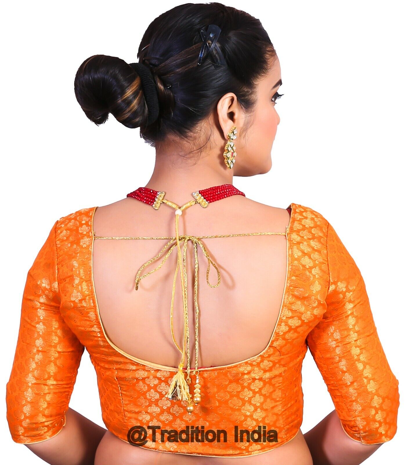 Readymade Saree Blouse, Indian Saree Blouse, Readymade Orange Sari Blouse, Saree Blouse Traditional Indian Saree Blouse, Ready To Wear Blouse, Indian Blouse