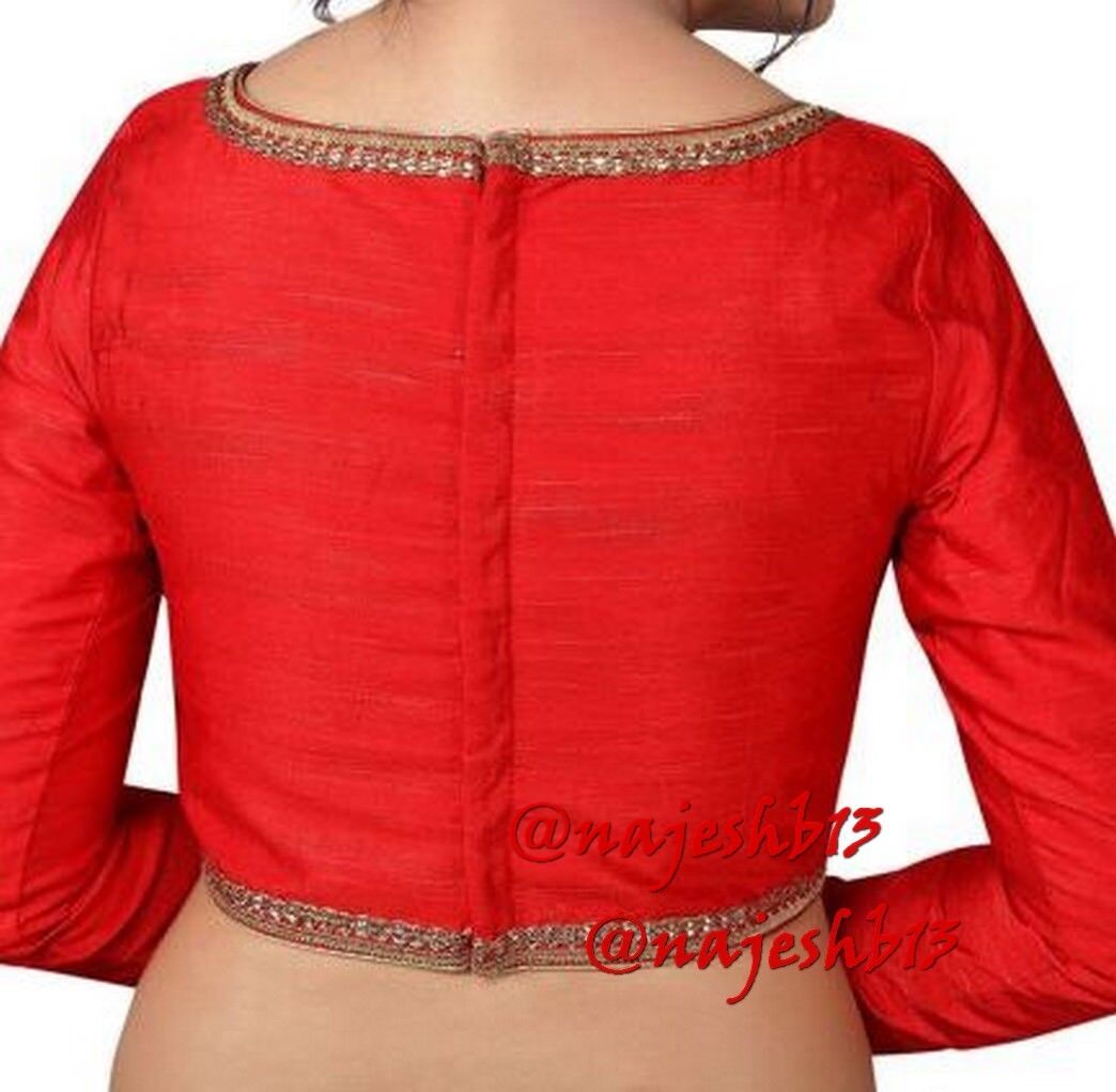 Designer Red Long Sleeve Saree Blouse, Dupion Silk Saree Blouse, Readymade Saree Blouse, Designer Sari Blouse, Saree Blouse Traditional Indian Saree Blouse, Indian Blouse