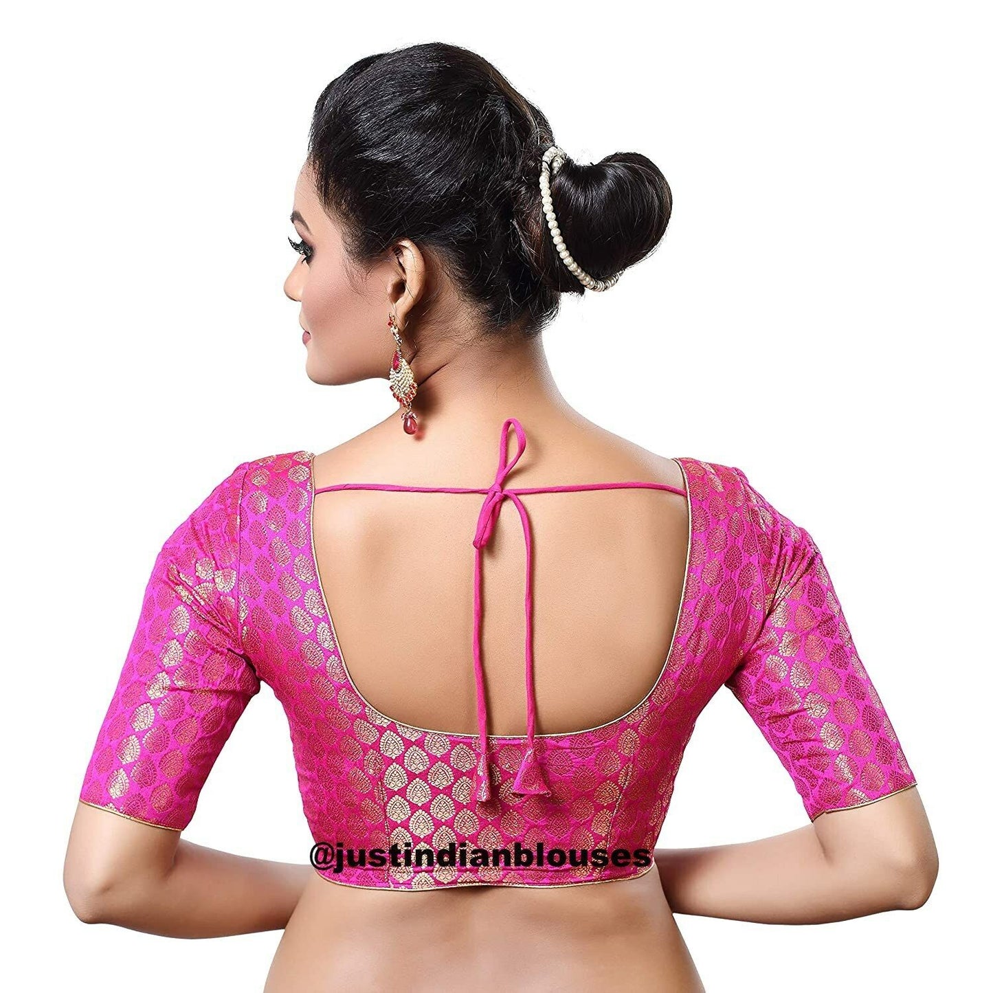 Readymade Hot Pink Saree Blouse, Chanderi Silk Saree Blouse, Ready To Wear Saree Blouse, Designer Sari Blouse, Saree Blouse Traditional Indian Saree Blouse, Indian Blouse