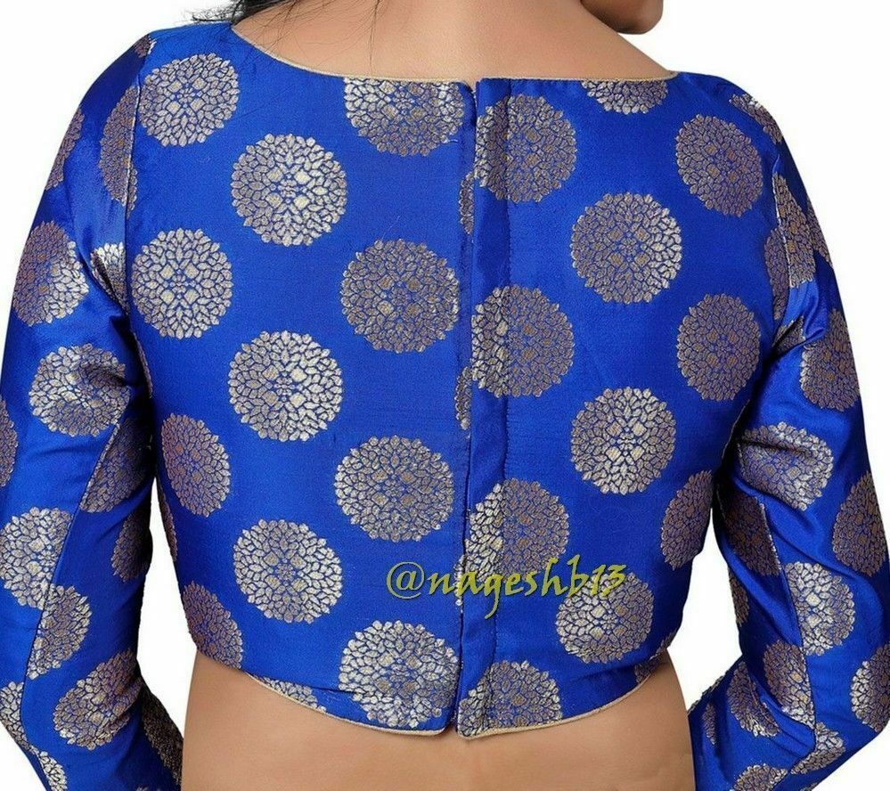 Royal Blue Long Sleeves Saree Blouse, Indian Saree Blouse Readymade Saree Blouse, Indian Saree Blouse, Readymade Sari Blouse, Saree Blouse Traditional Indian Saree Blouse, Ready To Wear Blouse, Indian Blouse