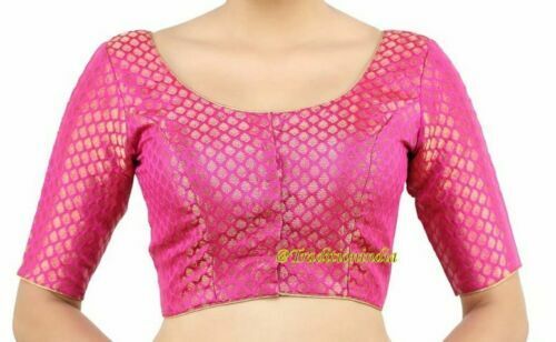 Ready To Wear Hot Pink Saree Blouse, Chanderi Silk Saree Blouse, Readymade Saree Blouse, Readymade Sari Blouse, Saree Blouse Traditional Indian Saree Blouse, Indian Blouse