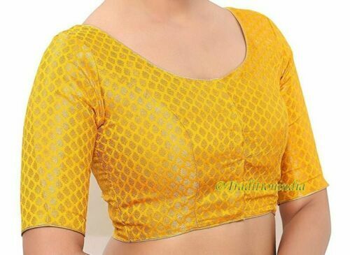 Yellow Sari Blouse, Chanderi Silk Saree Blouse, Readymade Saree Blouse, Readymade Sari Blouse, Saree Blouse Traditional Indian Saree Blouse, Indian Blouse