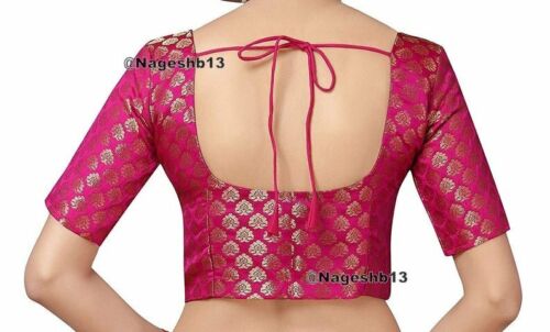 Ready To Wear Hot Pink Saree Blouse, Chanderi Silk Saree Blouse, Readymade Saree Blouse, Readymade Sari Blouse, Saree Blouse Traditional Indian Saree Blouse, Indian Blouse