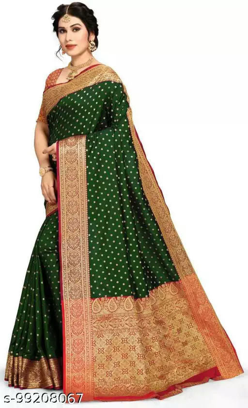 Green Banarasi Silk Saree, Traditional Saree, Party Wear Saree, Fancy Sari, Art Silk Saree