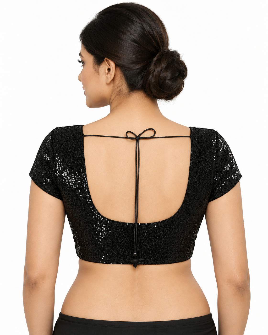 Saree blouse back view on model, Etsy design 1209504042