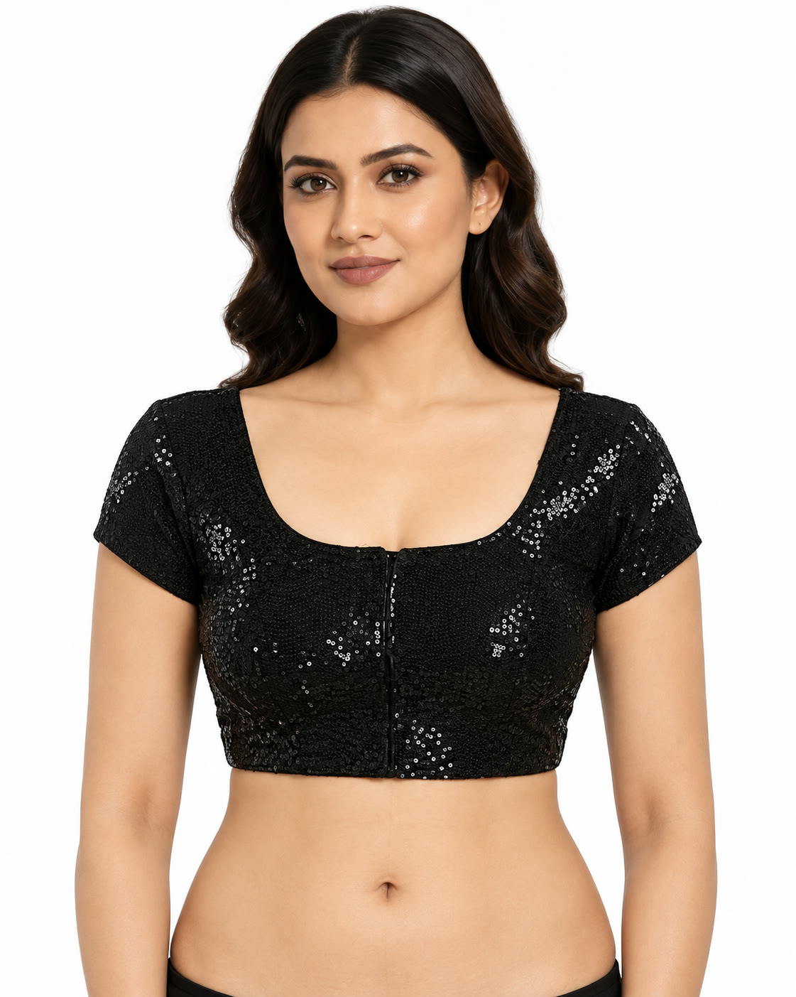 Saree blouse front view on model, Etsy design 1209504042