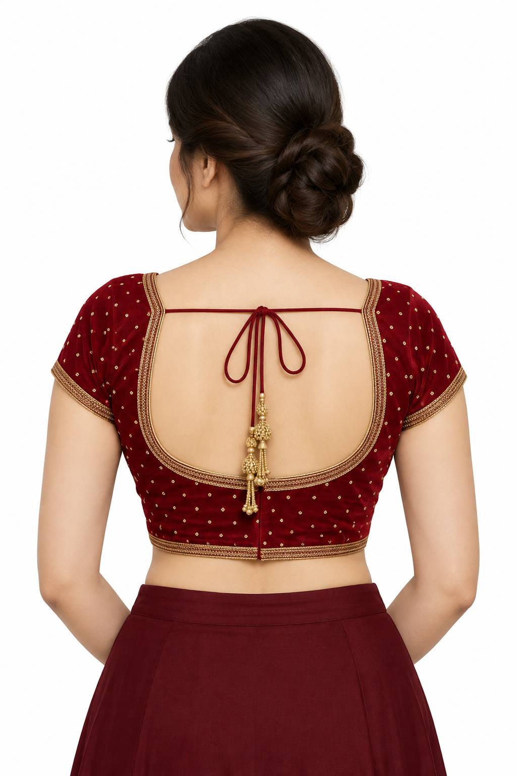 Saree blouse back view on model, Etsy design 4526718033