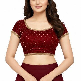 Saree blouse front view on model, Etsy design 4526718033