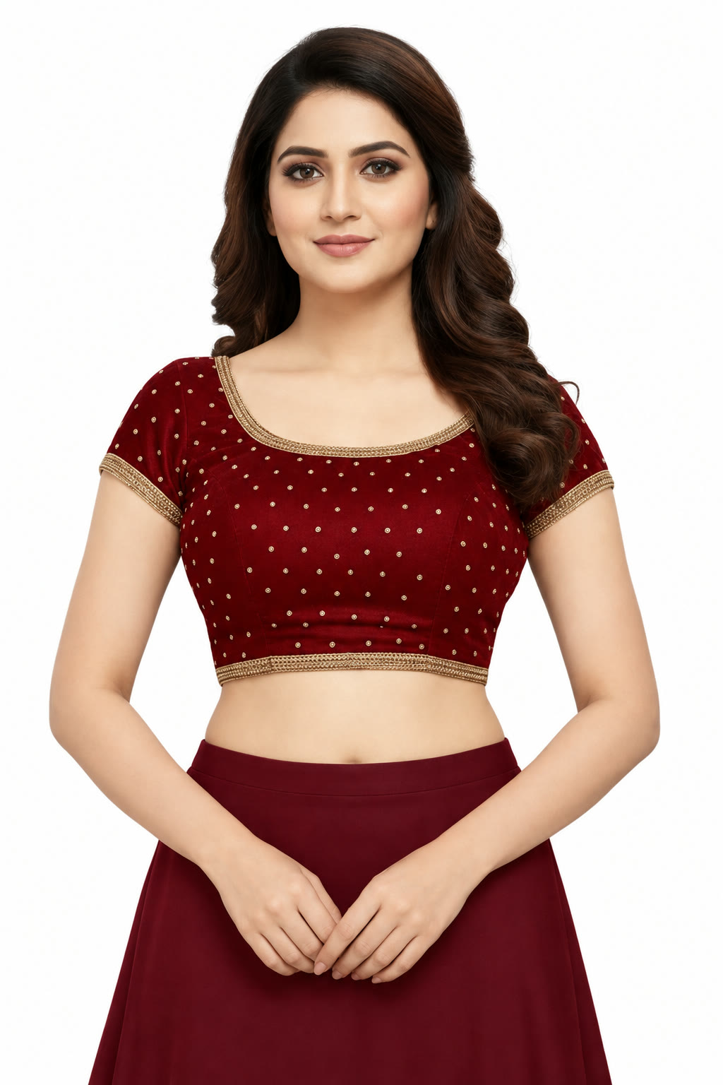 Saree blouse front view on model, Etsy design 4526718033