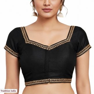 Orange Dupion Silk Saree Blouse, Readymade Indian Crop Top