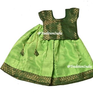 Green Dupion Silk Lehenga Choli, Ethnic Kids Wear