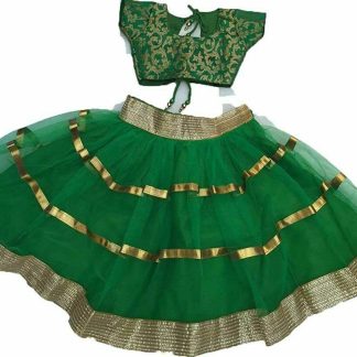 Green Brocade Kids Lehenga Choli, Festive Ethnic Wear