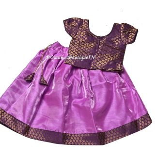 Purple Lehenga Choli, Dupion & Chanderi Silk, Kids Festive Wear