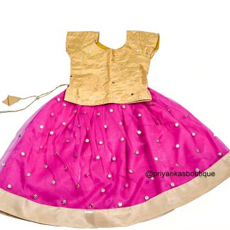 Pink and Gold Lehenga Choli, Girls India Festive Wear, Girls Pavadai Set, Designer Kids Lehenga Choli, Kids Wedding Wear Dress