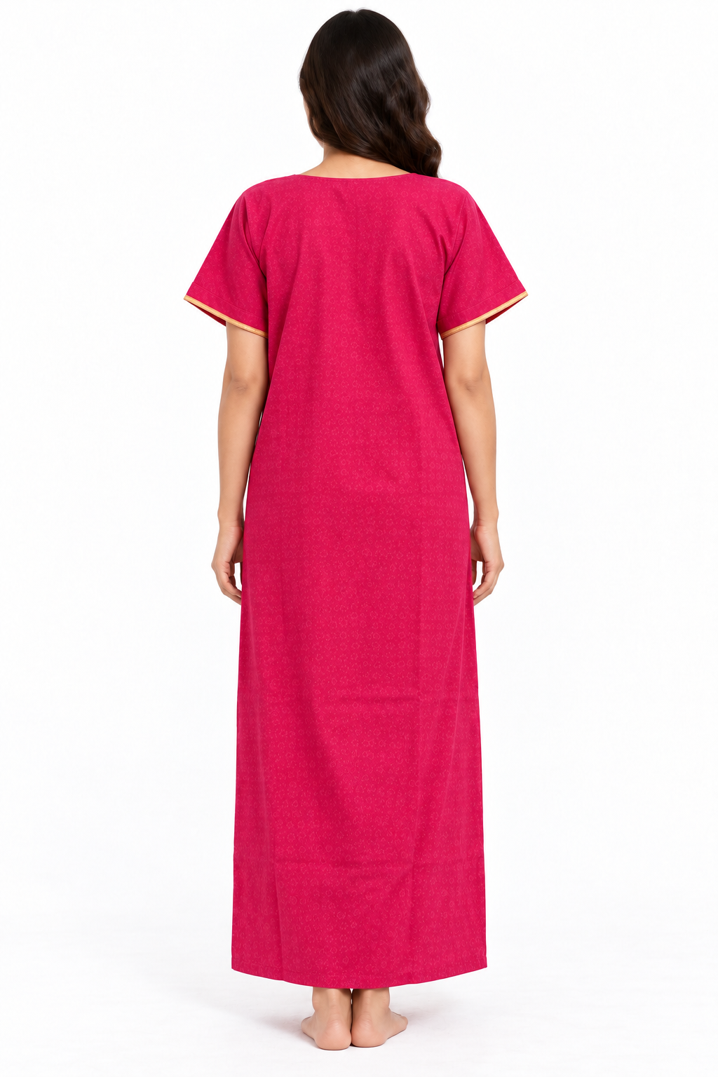 pink embroidered cotton nightgown back