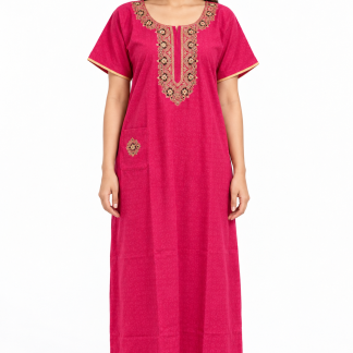 pink embroidered cotton nightgown front